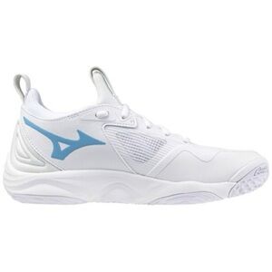 MIZUNO WOMEN'S WAVE MOMENTUM 3 VOLLEYBALL SHOE Columbia blue and white
